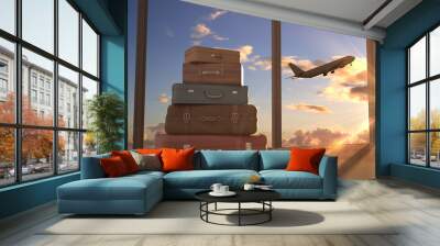 airplane in sky Wall mural