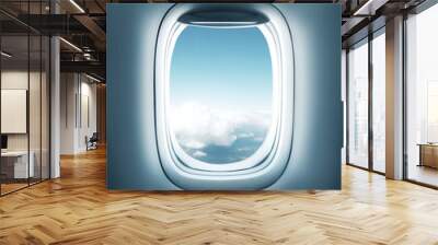 airplane window with clouds view Wall mural