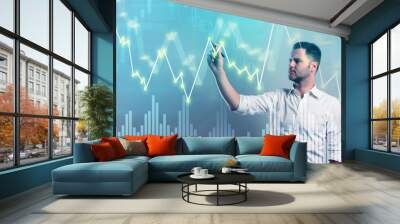 businessman and business chart Wall mural