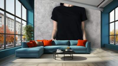 girl in black shirt Wall mural