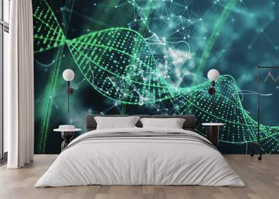 Green DNA background Wall mural