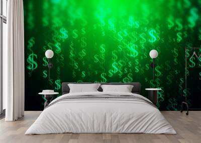 Green dollar stream backdrop Wall mural