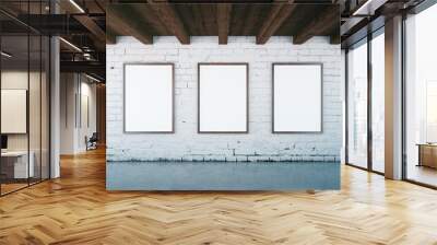 Interior with blank picture frames Wall mural