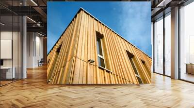 Baustoff Holz Hausfassade aus Vollholz House with wooden Facade Wall mural