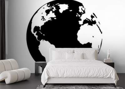 Planet Earth. World map. White and black colors design. Vector illustration Wall mural