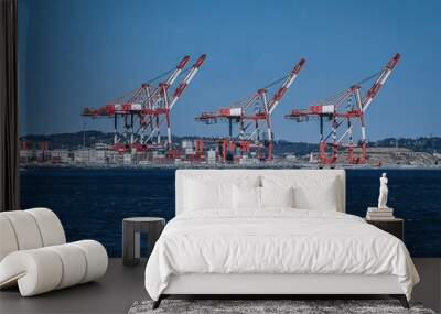 cargo ship in port Wall mural