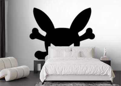 Rabbit skull logo design style in black color. Wall mural