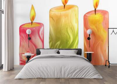 A Set of Decorative Candles.. Isolated on a Transparent Background. Cutout PNG. Wall mural