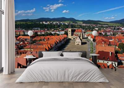 Aerial view of Bardejov town in Slovakia Wall mural