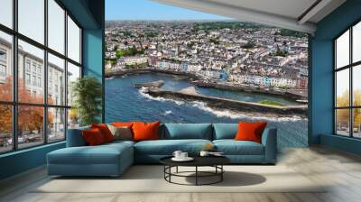 Aerial view of Residential homes and town houses in Bangor Town on the Co Down Coastline Northern Ireland Wall mural