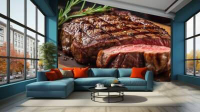 Grilled Steak with herbs Wall mural