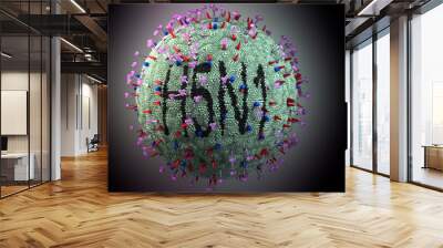 3d render of an H5N1 virus with some of its lipids spelling out 