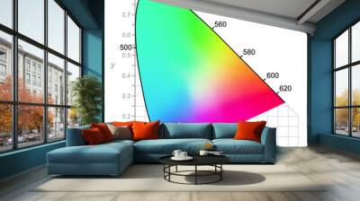 CIE Chromaticity Diagram describes color as seen by the human eye in full daylight. Two-dimensional diagram of colors with same brightness (intensity). All colors of visible spectrum are represented. Wall mural