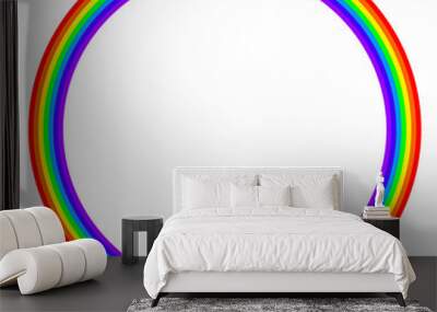 Rainbow colored circle on white background. Ring with rainbow bands in seven main colors of the spectrum and visible light. Red, orange, yellow, green, blue, indigo and violet. Illustration. Vector. Wall mural