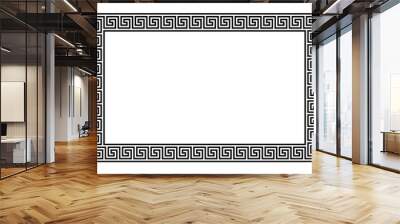 Rectangle frame with seamless meander pattern. Meandros, a decorative border, constructed from continuous lines, shaped into a repeated motif. Greek fret or Greek key. Illustration over white. Vector. Wall mural