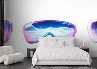 Holographic Interface Elements, Augmented Reality Glasses, Ai. Generated Landscape, Macro View On. Isolated on a Transparent Background. Cutout PNG. Wall mural