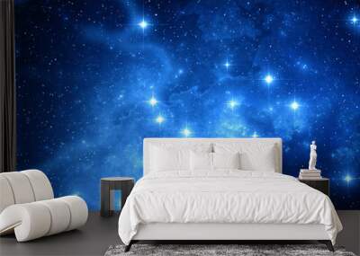 Blue space star nebula Wall mural