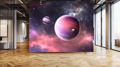 Extrasolar planet with atmosphere and moon Wall mural