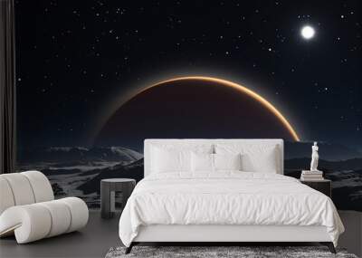 Phobos with the red planet Mars in the background Wall mural