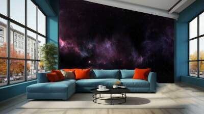 Space background with purple nebula and stars. Panorama, environment 360 HDRI map. Equirectangular projection, spherical panorama. 3d illustration Wall mural