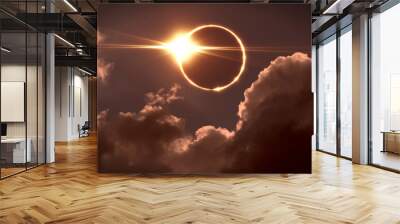 Total eclipse of the Sun. The moon covers the sun in a solar eclipse Wall mural