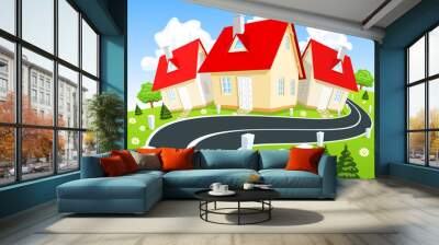 vector city surrounded by nature landscape Wall mural