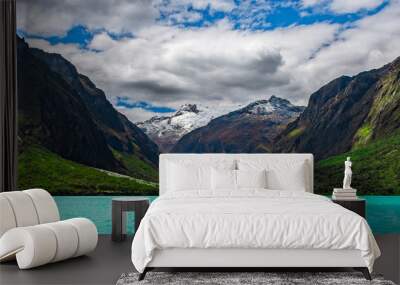 Lake Chinancocha in the Andes mountains of Peru Wall mural