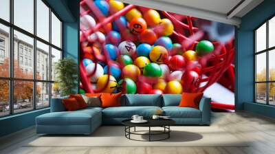 lottery games with different colored balls with numbers Wall mural