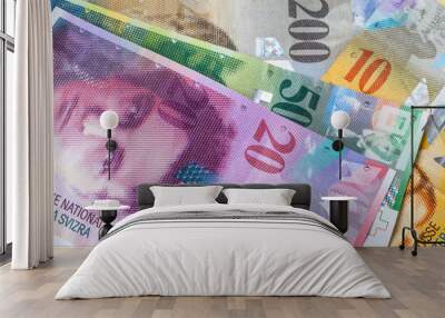 Swiss currency banknote Wall mural