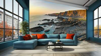 sunset over the sea in North Devon  Wall mural