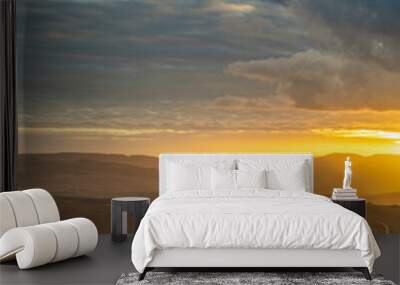 Sunrise over Val d'Orcia, Tuscany Wall mural