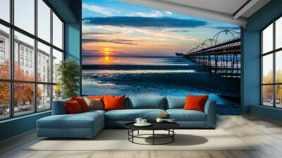 Sunset at Southport, Merseyside, England Wall mural