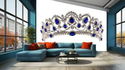 Beautiful Blue Stone Tiara/Crown for Royalty, Weddings, and Proms Wall mural