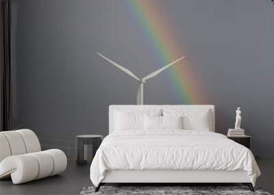 wind turbine under a rainbow Wall mural