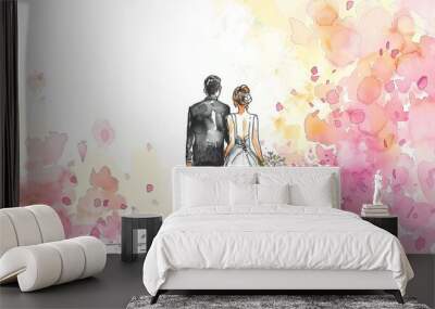 Watercolor Painting for Painting wedding Wall mural