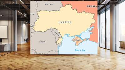 Crimea annexation. Political map of Crimean crisis 2014. Wall mural