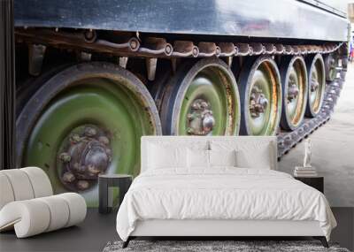 Military tank wheel close up detail. Wall mural