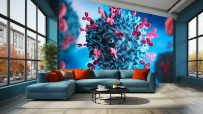 Antibodies - visual concept of immune System - 3D illustration Wall mural