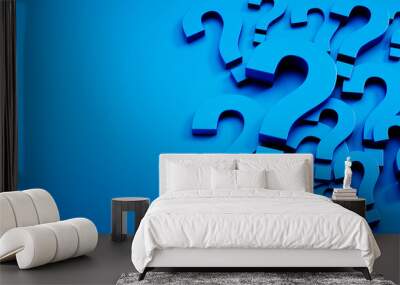 Pile of blue question mark symbols on blue background - 3D illustration	 Wall mural