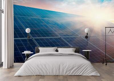 Solar power plant at sunset Wall mural