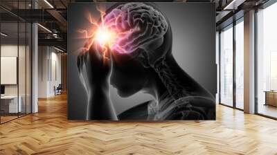 Strong headache pain - conceptual artwork-3d illustration	
 Wall mural