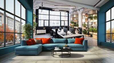 modern loft office interior with furniture Wall mural