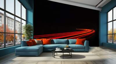 Car light trails in the tunnel. Wall mural