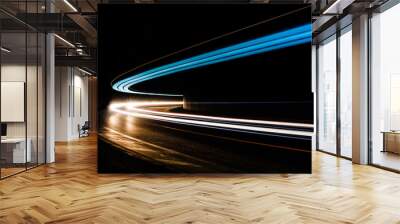 light trails in tunnel. Art image. Long exposure photo taken in Wall mural