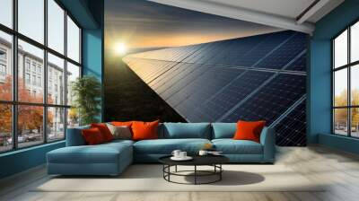 Photovoltaic panels at sunset Wall mural