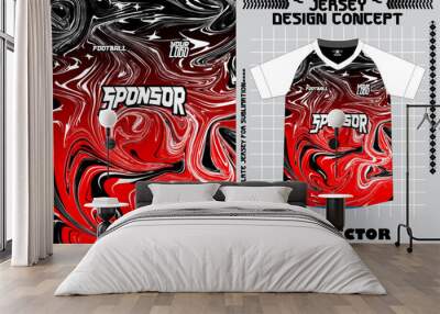 Fabric textile for Sport t-shirt ,Soccer jersey mockup for football club. uniform front view. Wall mural