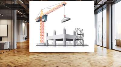 Building construction with crane Wall mural