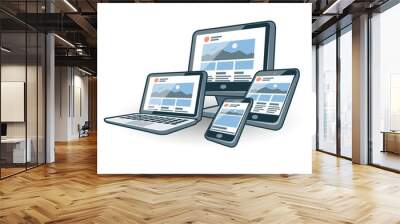 Responsive website design on different electronic devices Wall mural