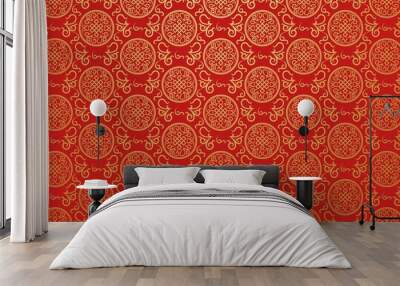 red background. chinese and japanese style. vector illustration Wall mural