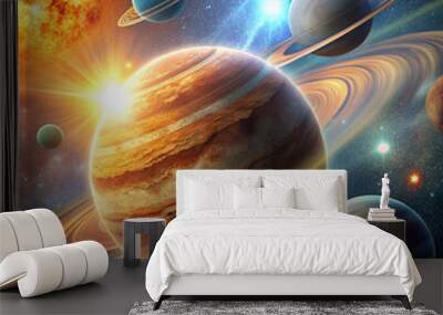 Space wallpaper with a galaxy - a sci-fi illustration.
 Wall mural